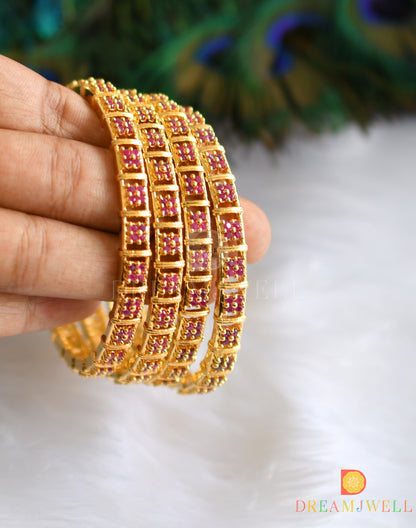 Gold plated ruby set of 4 Bangles (2.4) dj-09542