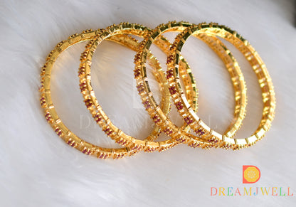 Gold plated ruby set of 4 Bangles (2.4) dj-09542