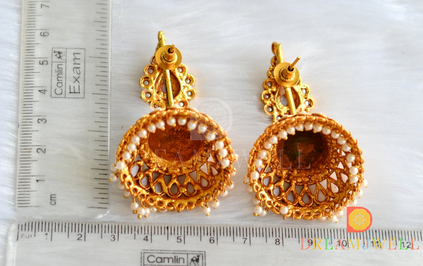 Antique gold tone pearl jhumkka dj-12084