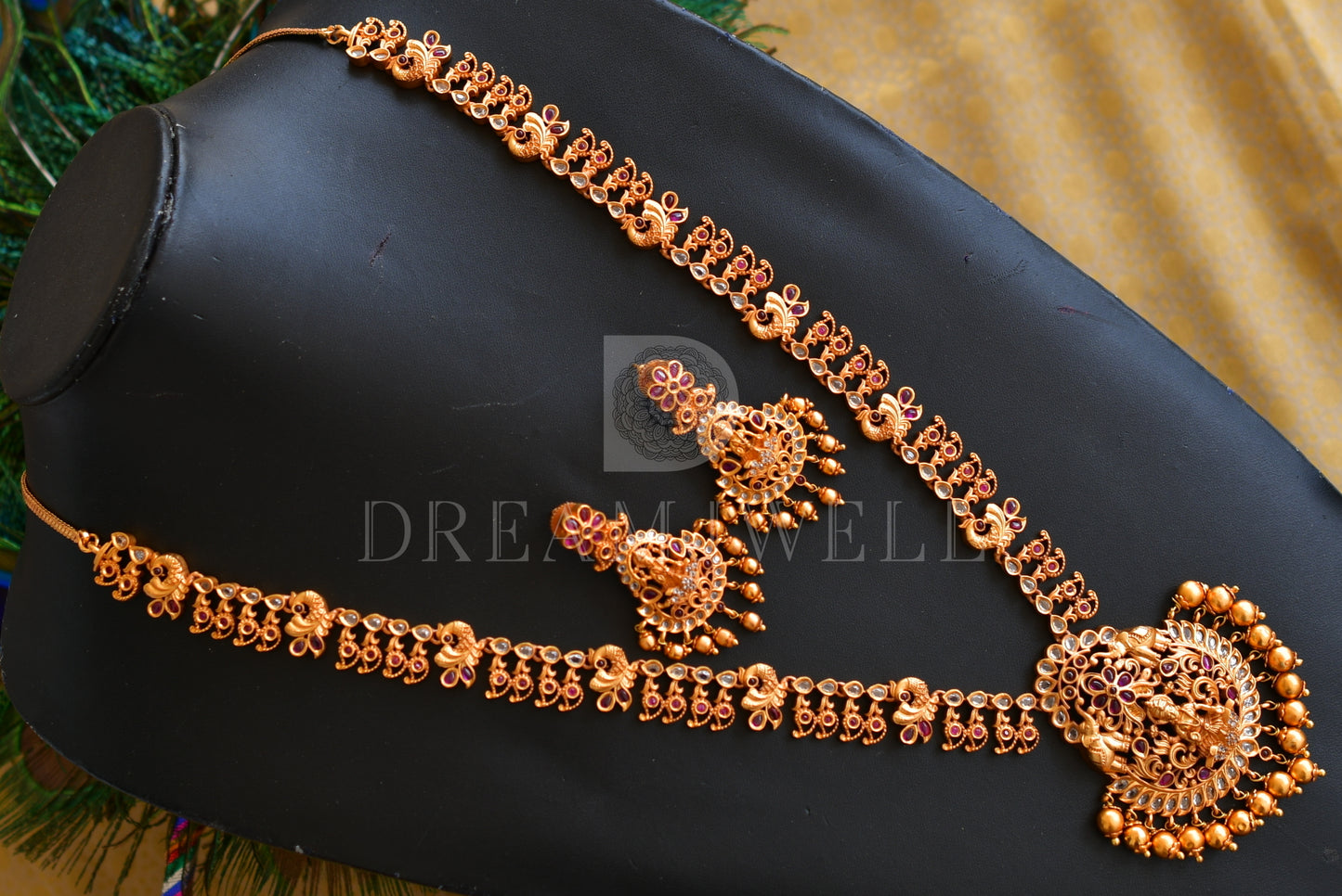 Matte Finish Kemp Polki Stone Lakshmi Haar Set dj-21928