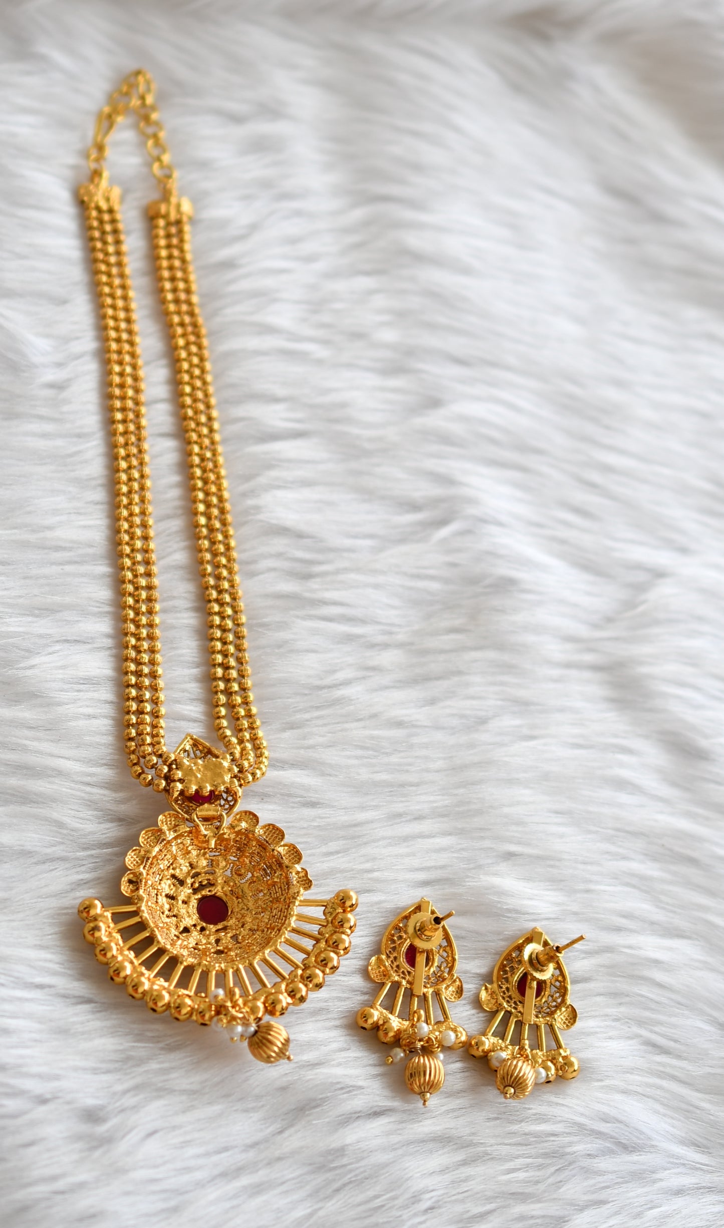 Antique gold multilayer kemp necklace set dj-02040