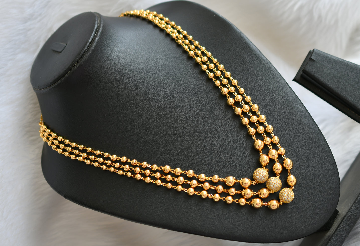Gold tone white balls multi layer necklace set dj-39625