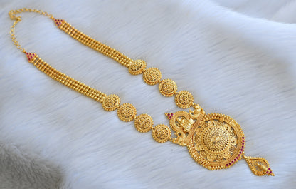 Gold tone pink stone Lakshmi-peacock Kerala style haar dj-40295