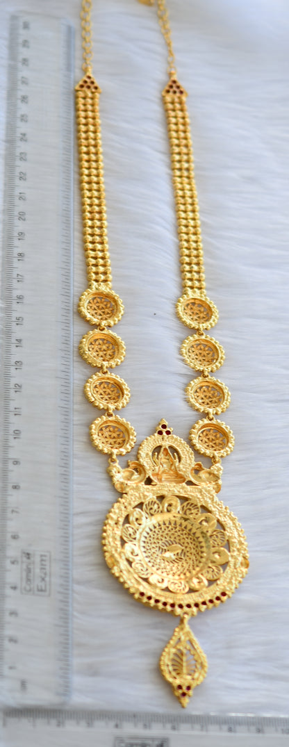 Gold tone pink stone Lakshmi-peacock Kerala style haar dj-40295