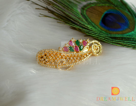 Gold tone cz ruby-emerald hair clip dj-13535