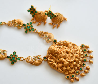 Matte Finish Emerald Lakshmi Haar Set dj-15328