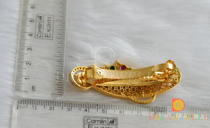 Gold tone cz ruby-emerald hair clip dj-13535