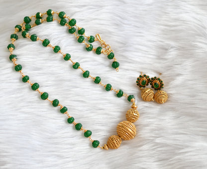 Antique gold tone green beads Necklace set dj-39622