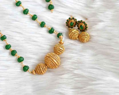 Antique gold tone green beads Necklace set dj-39622