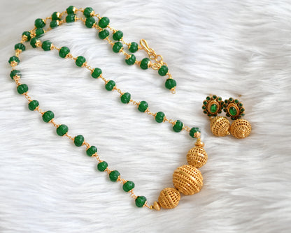 Antique gold tone green beads Necklace set dj-39622