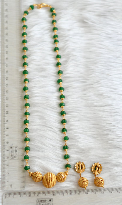 Antique gold tone green beads Necklace set dj-39622