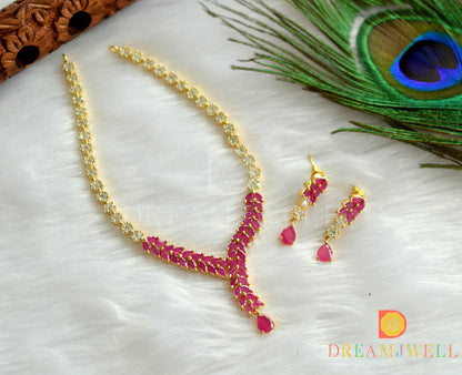 Gold tone cz-ruby necklace set dj-15225