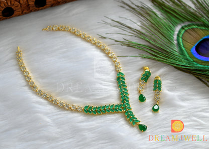 Gold tone cz-emerald necklace set dj-15226