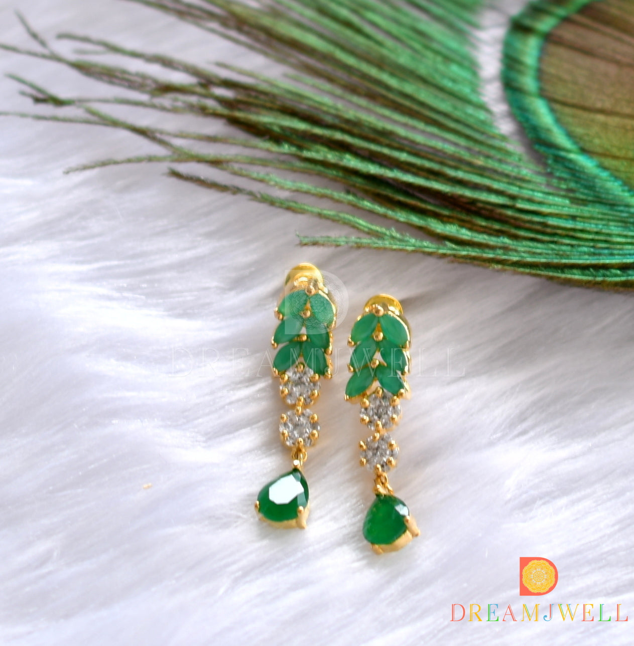 Gold tone cz-emerald necklace set dj-15226