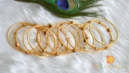 Gold tone Set of 12 Navarathna bangles(2.6) dj-34068