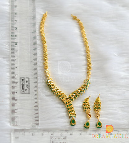 Gold tone cz-emerald necklace set dj-15226