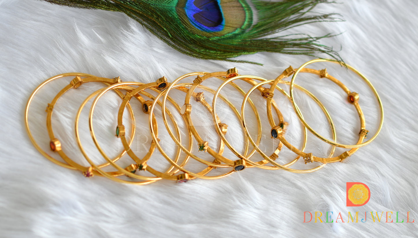 Gold tone multi color stone bangles (2.10) dj-34070