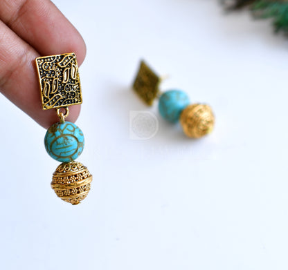 Antique sky blue beads necklace set dj-35855