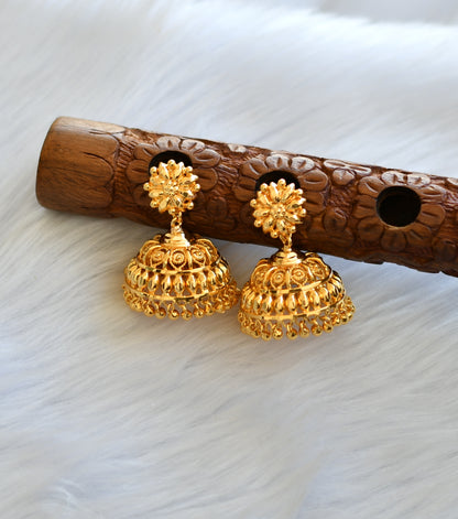 Gold tone Kerala style short haar and pair of jhumkka dj-40290