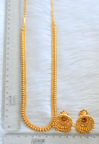 Gold tone Kerala style short haar and pair of jhumkka dj-40290