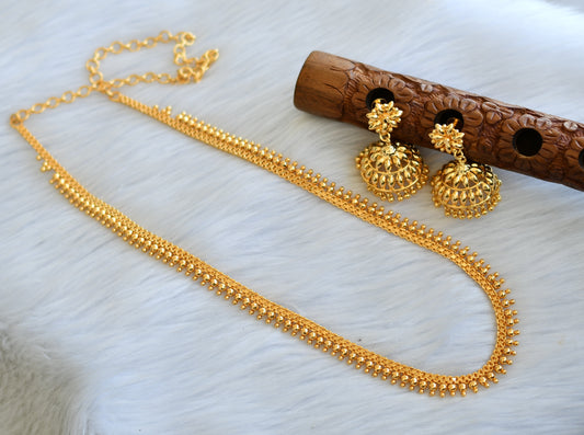 Gold tone Kerala style short haar and pair of jhumkka dj-40291