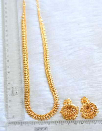 Gold tone Kerala style short haar and pair of jhumkka dj-40291