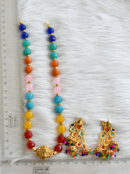 Antique multi color agates handmade necklace set dj-39620