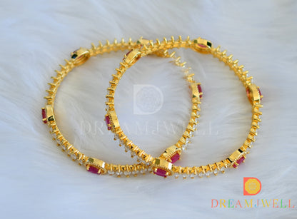 Gold tone cz ruby-white set of 2 bangles (2.8) dj-05210