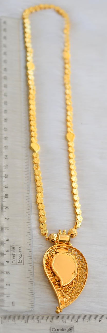 Gold tone green mango Kerala style pendant with chain dj-40321