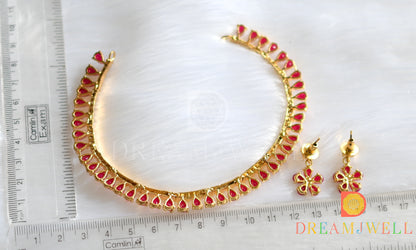 Gold tone cz ruby necklace set dj-12561