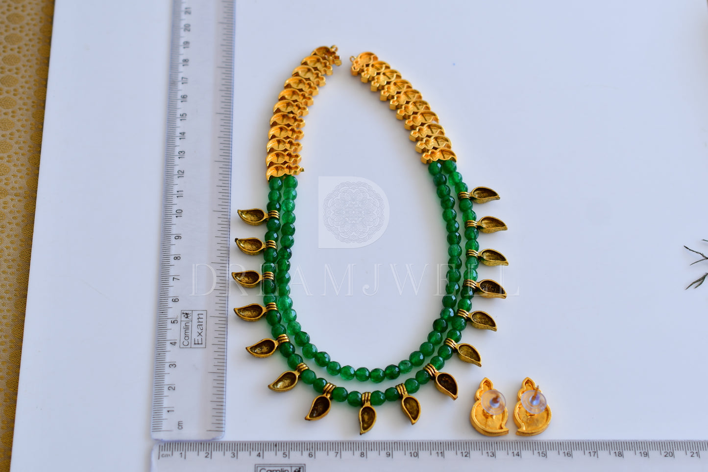 Antique Gold tone Kemp-green agate mango necklace set dj-21716