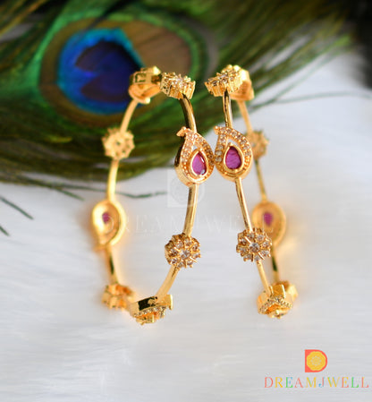 Gold tone cz ruby mango designer bangles (2.6) dj-33985