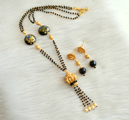 Gold tone blue ball long mangalsutra set dj-18977