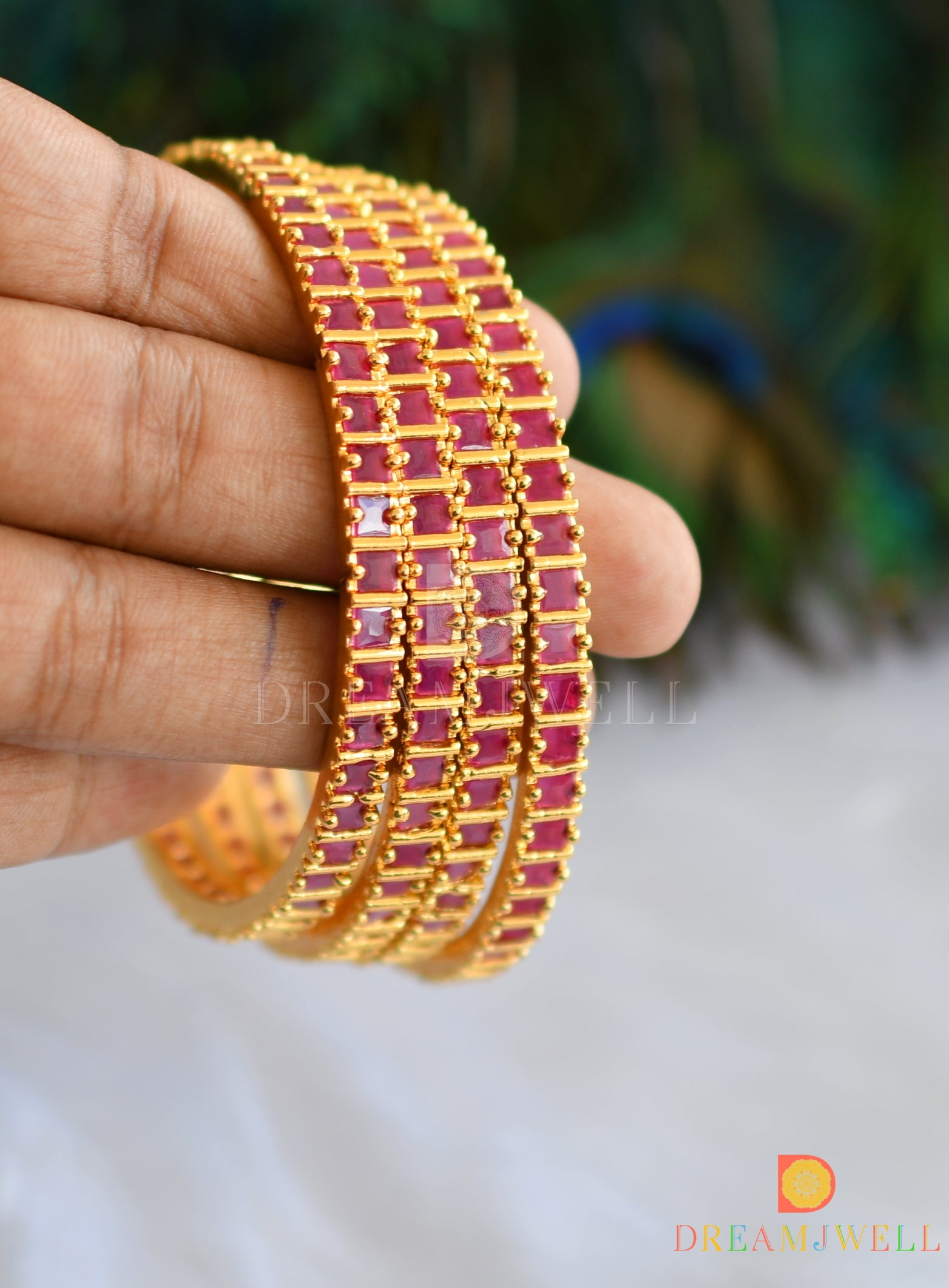 18ct Yellow Gold Ruby Vine Leaf Bracelet