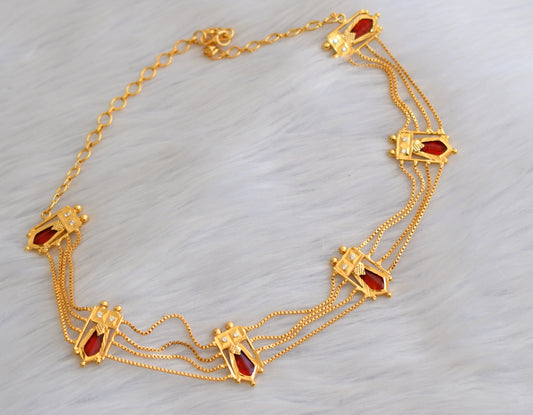 Gold tone white-red nagapadam kerala style choker/necklace dj-40327