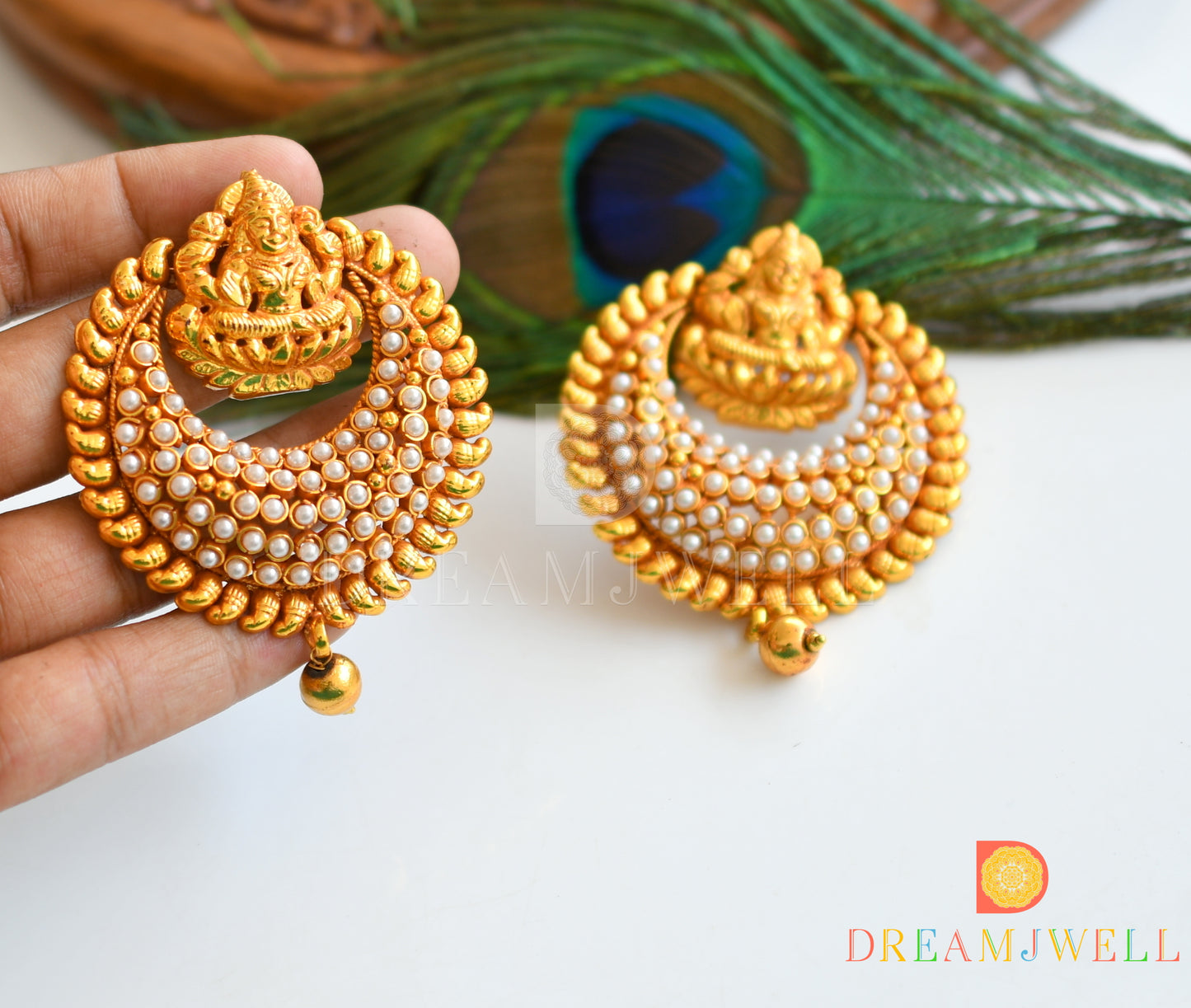 Antique pearl bali Lakshmi earrings dj-04321