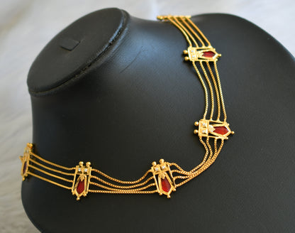 Gold tone white-red nagapadam kerala style choker/necklace dj-40327