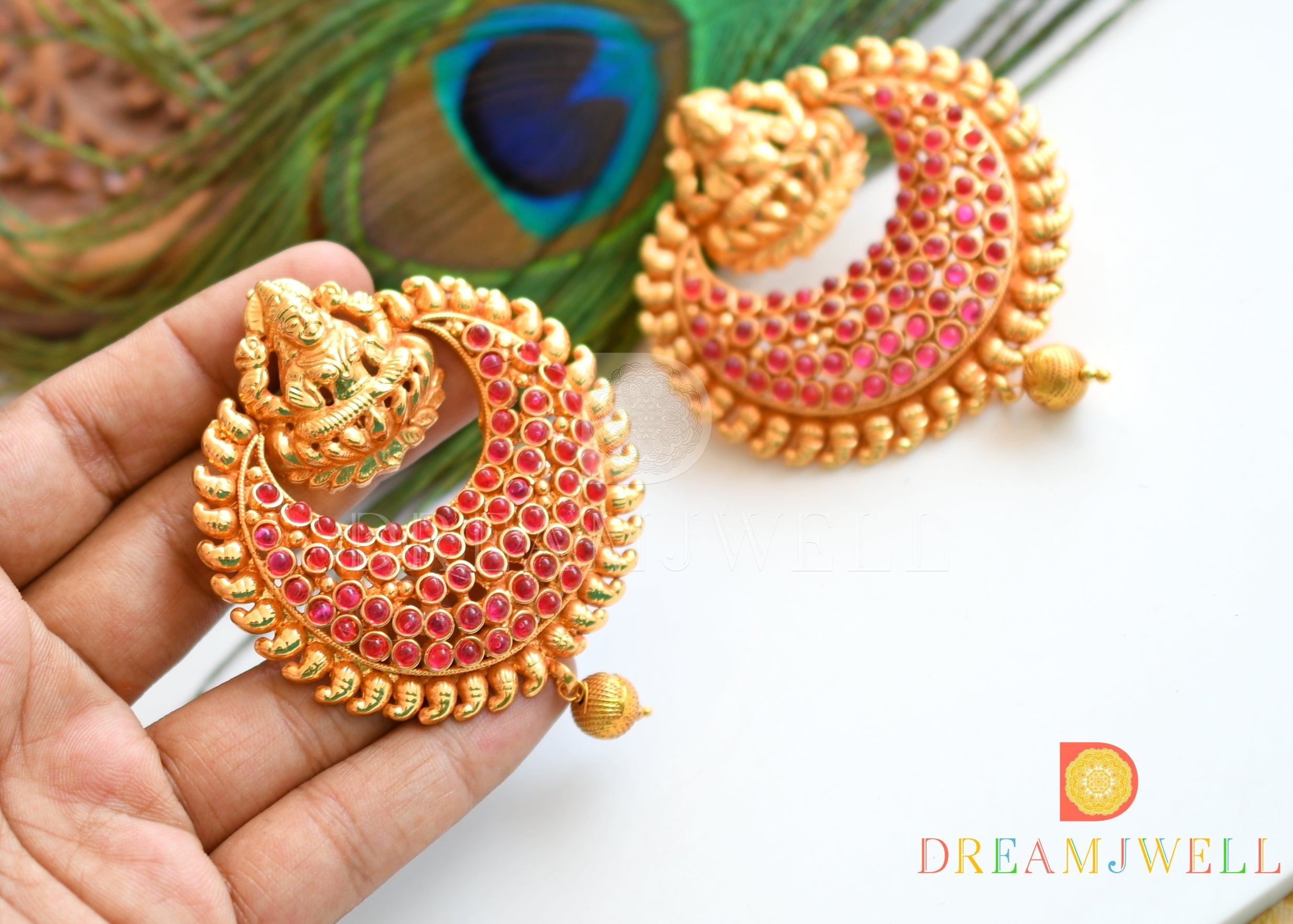 DREAMJWELL - Awesome Antique Kemp-green Bali Lakshmi Earrings -dj16552 –  dreamjwell