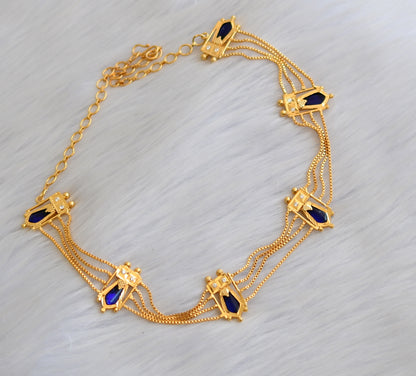 Gold tone white-blue nagapadam kerala style choker/necklace dj-40328