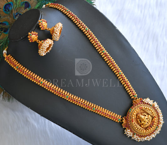 Antique Kemp-green Pearl Cluster Lakshmi Haar Set dj-07064