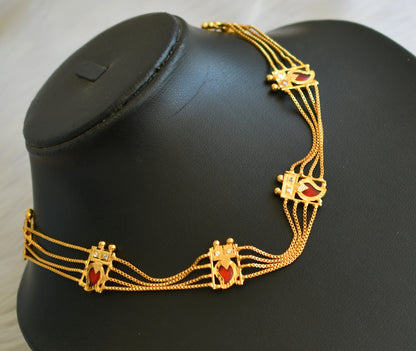 Gold tone white-red mango kerala style choker/necklace dj-40329