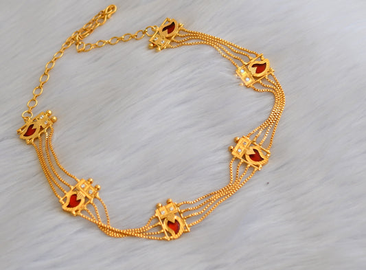 Gold tone white-red mango kerala style choker/necklace dj-40329