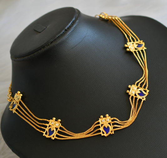 Gold tone white-blue mango kerala style choker/necklace dj-40330