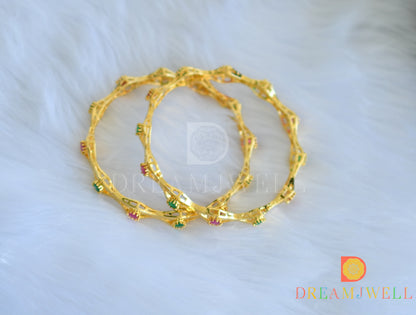 Gold tone ruby-emerald set of 2 bangles (2.6) dj-05529