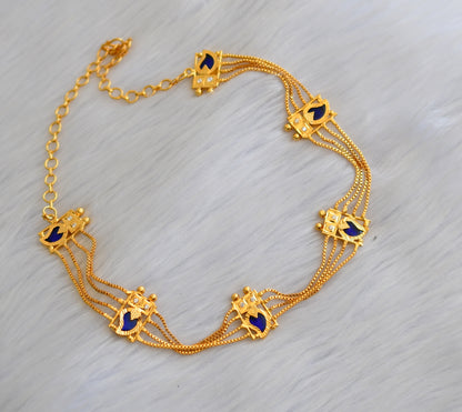 Gold tone white-blue mango kerala style choker/necklace dj-40330