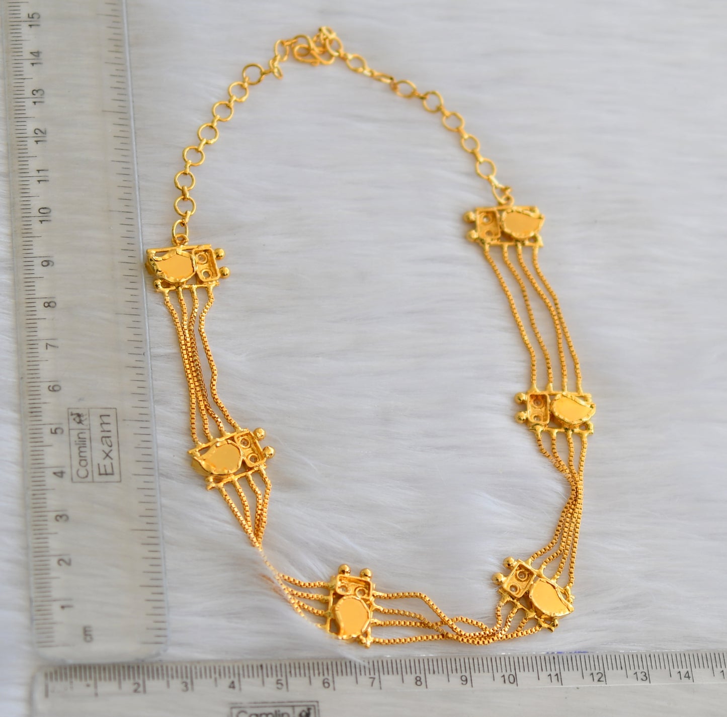 Gold tone white-blue mango kerala style choker/necklace dj-40330