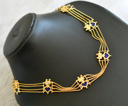 Gold tone white-blue palakka Kerala style choker/necklace dj-40332