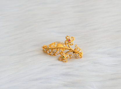 Gold tone cz flower saree pin dj-19048