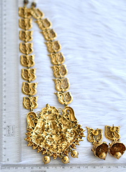 Antique Gold Tone Kemp Green Lakshmi Haar Set dj-05338