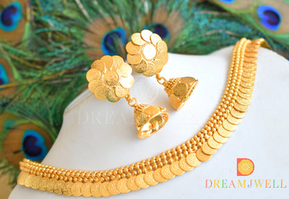 Gold tone lakshmi designer coin haar set dj-34015
